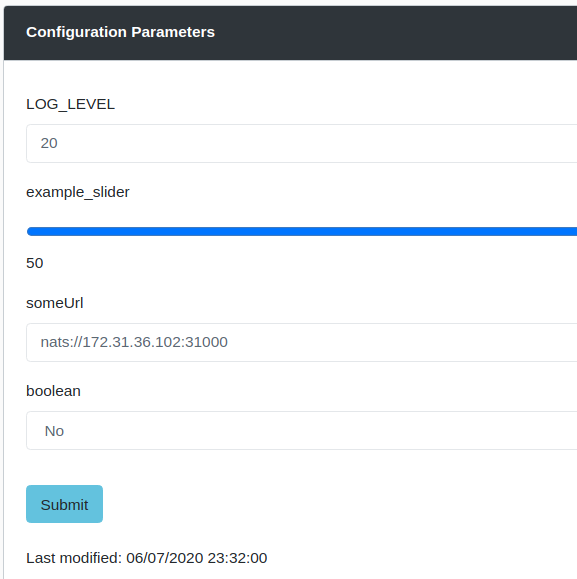 xApp example configuration options image
